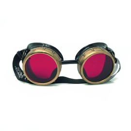 UMBRELLALABORATORY Steampunk Victorian Style Goggles with Compass Design and Ruby Red Lenses