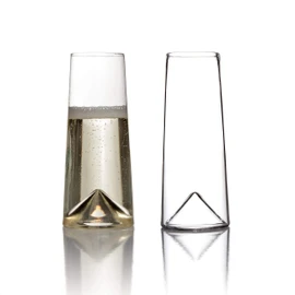 Sempli Monti-Flute Stemless Champagne Glasses Set of 2 - Elegant Hand Blown Champagne Flutes, Prosecco & Mimosa Glasses, Lead-Free Crystal, Inverted Bottom for Aeration, Ultra Clear - 6 oz