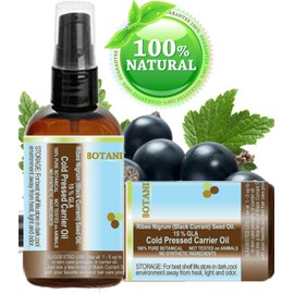 BLACK CURRANT SEED OIL 100% Pure Natural Undiluted Refined Cold Pressed Carrier oil. 2 Fl.oz. - 60ml For Face, Skin, Hair, Lip, Nails. Richest in Gamma Linolenic acid, Omega 3 by Botanical Beauty
