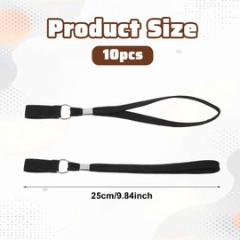 Cane Strap 10 PCS Walking Cane Wrist Strap Replacement Black Elderly Ropes Walking Stick Accessory Crutch Wrist Loops Universal Adjustable Crutch Leash for Hiking Pole Standing Single Tip Trekking