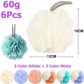 Esponja para Baño 6 Piezas - Esponja Baño Espuma de Baño para Ducha,Estropajo para Cuerpo, Esponja Exfoliante Corporal, Limpieza Profunda de Espuma Densa y Exfoliante (Color 3 Sólido+3 Mixto)