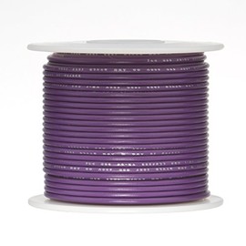 24 AWG Gauge Stranded Hook Up Wire, 250 ft Length, Violet, 0.0201" Diameter, PTFE, 600 Volts