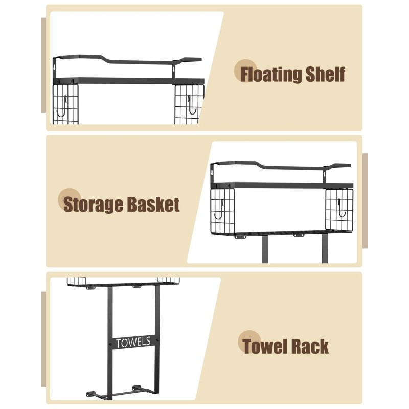 Aetyord Wall Mounted Towel Rack for Bathroom - Bath Storage
