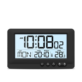 Olipiter Travel Alarm Clock Battery Operated, Digital Alarm Clock for Bedrooms with 2 Alarms, Calender, 12/24H, 5-Minute Snooze, 5-Second Backlight, Low Battery Alert (Batteries Not Included)