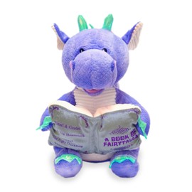 Cuddle Barn | Dalton The Storytelling Dragon 12" Animated Stuffed Animal Plush Toy | Mouth Moves, Head Sways and Book Lights Up | Recites 5 Fairy-Tales