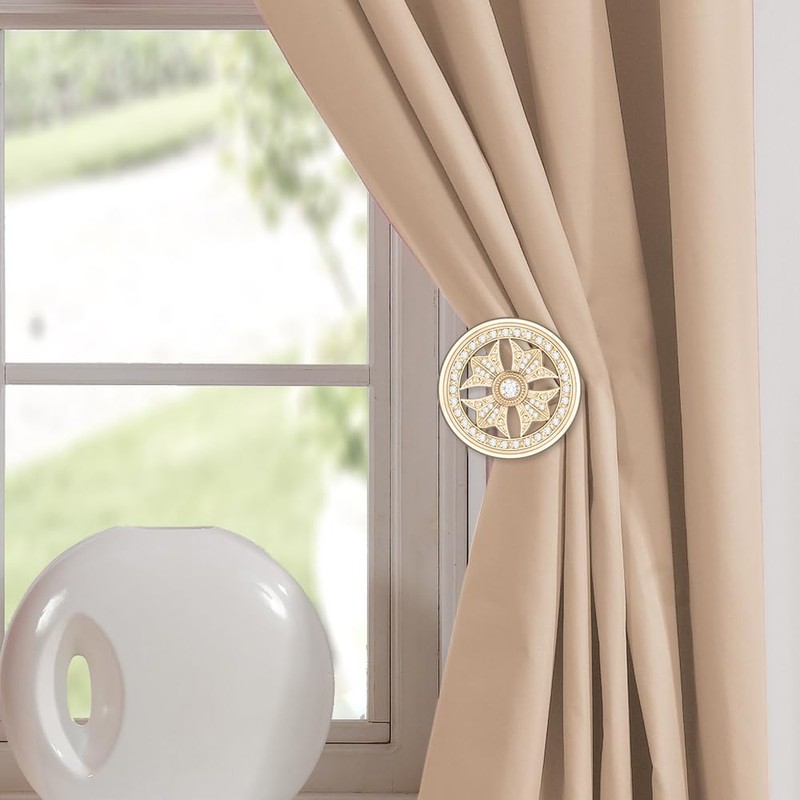 Glod Curtain Tiebacks Hooks - Crystal Wall Mounted Decorative Modern