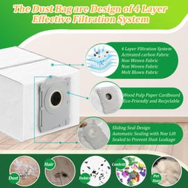14Pcs Dust Bags for ECOVACS DEEBOT X8 PRO Omni/X8 Omni/X9 PRO OMNI/T50 Pro omni/T50 MAX PRO Omni/T50 Omni/T80 Omni Dust Bag Replacement Robot Vacuum Cleaner Bags