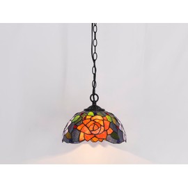 AVIVADIRECT Tiffany Pendant Light Plug in Stained Glass Hanging Lamp 10 Inch Wide Living Room Bedroom Kitchen Dining Room Office