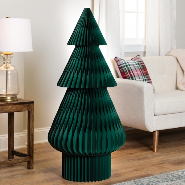 Northlight Tall Accordion Honeycomb Foldable Paper Christmas Tree - 4'