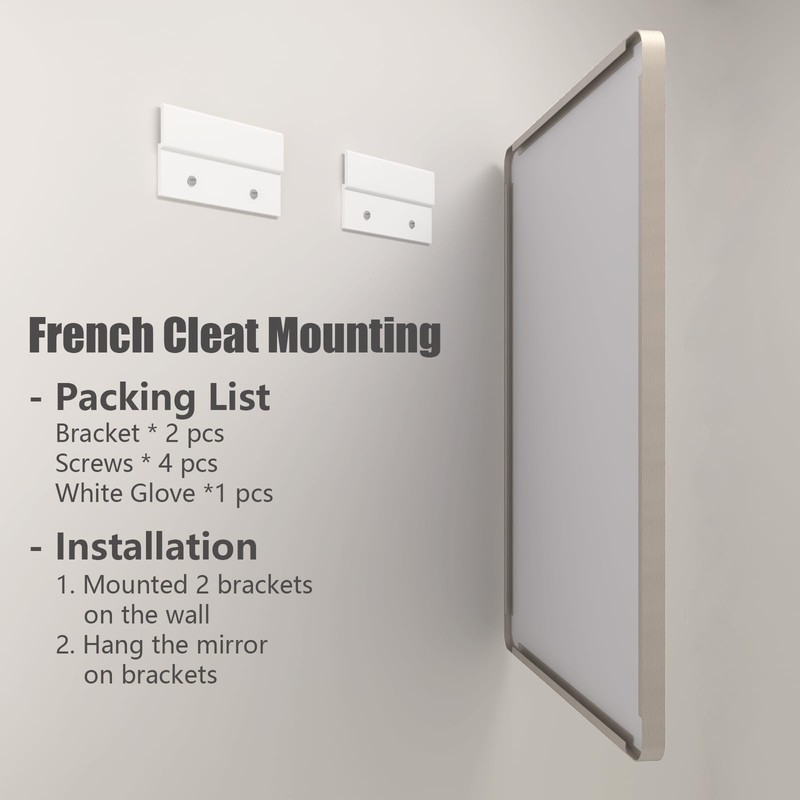 CHARMOR 24x32 Inch Brushed Nickel Bathroom Mirror, Rounded Rectangle Silver