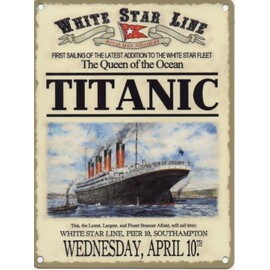 Titanic White Star Line (Date At Bottom) Small Steel Sign 200mm x 150mm
