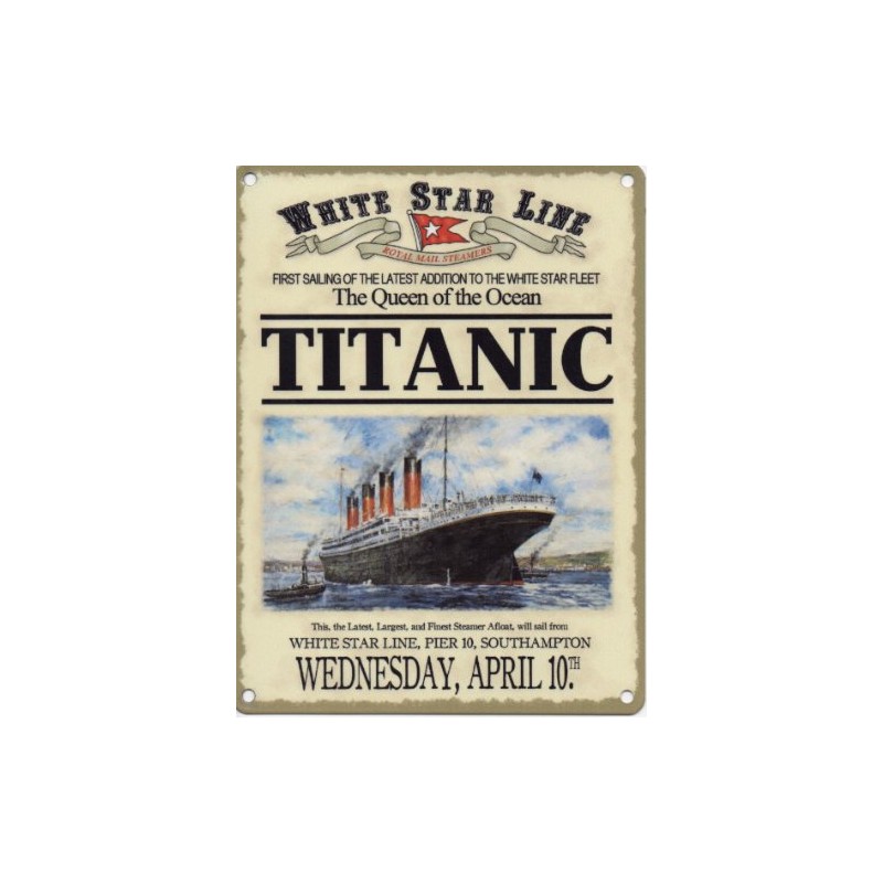 Titanic White Star Line (Date At Bottom) Small Steel Sign