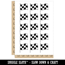 Waving Checkered Flag Temporary Tattoo Water Resistant Fake Body Art Set Collection - 15 2" Tattoos (1 Sheet)