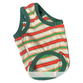 Pet Dog Tank Top Soft Breathable Striped Cotton Puppy Sleeveless Shirt for Teddy Bichon for Spring Summer Green XL