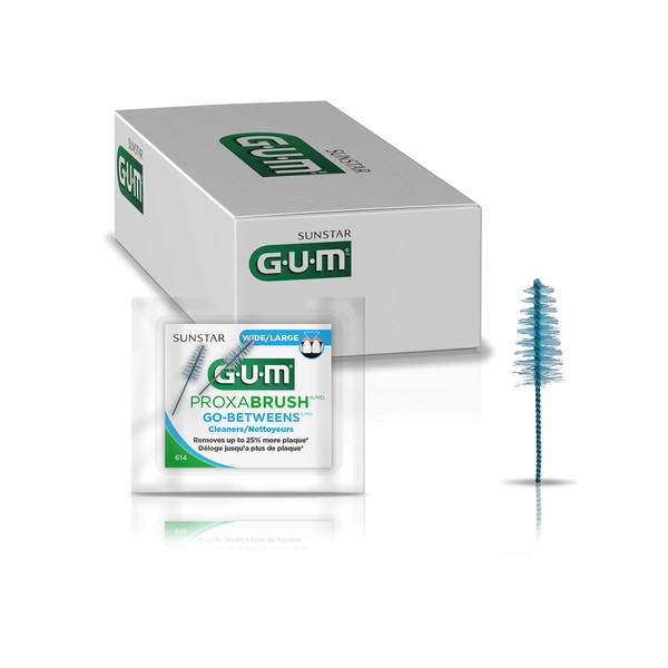 GUM - 614PAZ Proxabrush Go-Betweens Wide Interdental Brush Refills, Item 614 Professional Samples, 2 Refills per Pack, 18 Packs