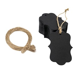 JIHUOO 200 Pcs Kraft Paper Gift Tags with String Blank Favor Tags Craft Hang Tags Hanging Price Tags Marking Tags for Wedding Birthday Christmas Black
