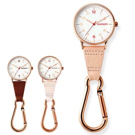Nursery 1099268A Pink Gold Carabiner Luminous Watch, Nurse Watch, Upside Down Dial, Goods, Nursing, Medical, Powder Pink