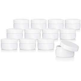 2 oz White Plastic Low Profile Jar with White Smooth Lid (12 Pack)