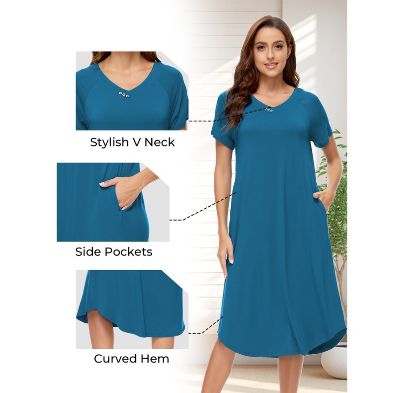 GYS - Camisones de viscosa de bambú para mujer, ropa