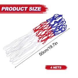 SKHAOVS 4 Piece Heavy Duty Basketball Net, Basketball Net Replacement, Tricolor Basketball Nets Replacement, Nylon Basketball Nets, Accessories for Outdoor Indoor Sports (4)