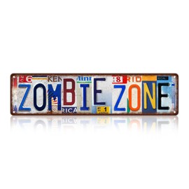 Vintage Zombie Zone Wall Decor Street Signs Metal Tin Signs 16 x 4 Inches