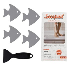 Secopad Bathtub Stickers Non-Slip, 24 PCS Safety Shower Treads Adhesive Appliques with Premium Scraper (Gray)