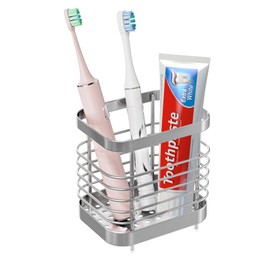 Toothbrush Holders for Bathroom - Sgokuno Stainless Steel Toothbrush Holder Wall Toothpaste Holder Shower Razor Holder Toothbrush Organizer for Easy Bathroom Storage