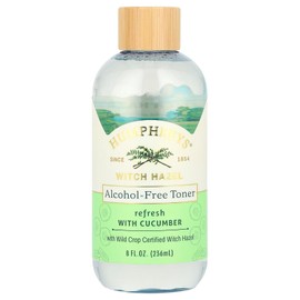 Humphreys Refresh Witch Hazel con tóner sin alcohol de pepino, transparente, 8 onzas (paquete de 1)