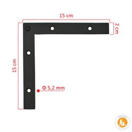 MORIA DESIGN Corners 150 x 150 x 2 mm, Corners for Shutters, Decorative Metal Corner, Decorative Angle Tape, Decorative Corner, Schein-Angle Tape for Windows, Powder Coated, Black - Matt