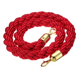 PATIKIL Stanchion Rope, 1.2m/3.9Ft Barrier Rope Twisted Post Ropes for Posts Stands Queue Divider Crowd Control of Hotel, Red Golden