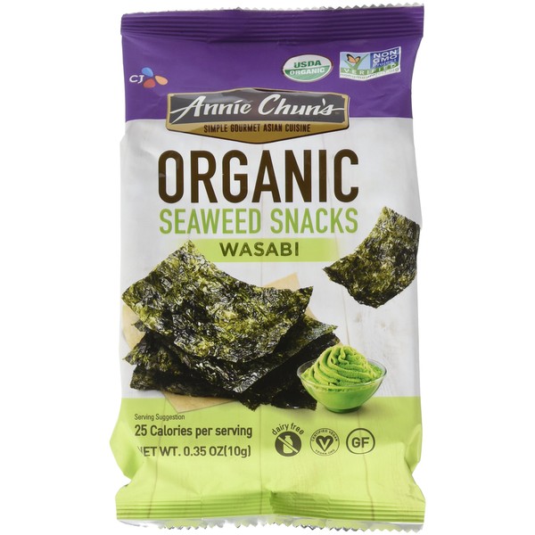 Annie Chun's Organic Seaweed, Wasabi, 0.35-oz (12 Count), Keto, Vegan, & Gluten-Free Snack, America's #1 Selling Seaweed Snacks