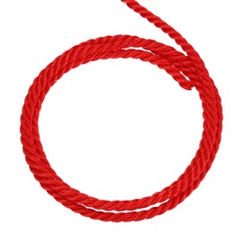 MECCANIXITY Twisted Cord Trim, 5 Yard 3.5mm 3-Ply Twine Braided Rope Shiny Thread String for Craft Gift Bag Curtain Christmas Decor, Bright Red - 5m