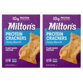 Milton's Protein Crackers, Zesty Ranch - 10g of Plant-Based Protein Per Serving, Gluten Free, Non-GMO Project Verified, Vegetarian-Friendly, Zero Grams Added Sugar Per Serving, 4.25 Oz, Pack of 2