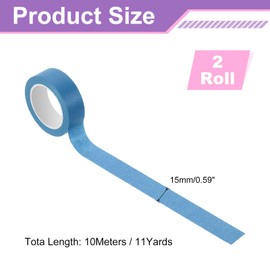 sourcing map 2 Rolls Colored Washi Tape, 11 Yards x 0.6" Colored Masking Tape Painters Tape, Decorative Masking Tape for Arts & Crafts Labeling DIY Scrapbooking Gift Wrapping, Light Blue