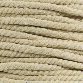 Cuerda de algodón trenzado súper suave de 3 hebras (25 pies, 1/4 pulgadas, camello)