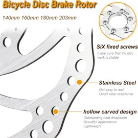 Aurorasports Bike Disc Brake Rotor with 6 Bolts Fit for Road Bike Mountain Bike (203mm)