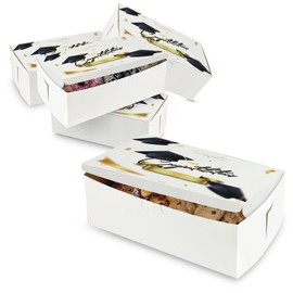 MT Products Graduation Printed Bakery Boxes 10" x 6" x 3.5" - Elegantly Designed Cookie Boxes (Pack of 5) - Made in the USA