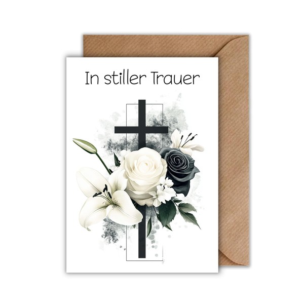 Mourning Card with Envelope - Commemoration Card "In Stiller Trauer"