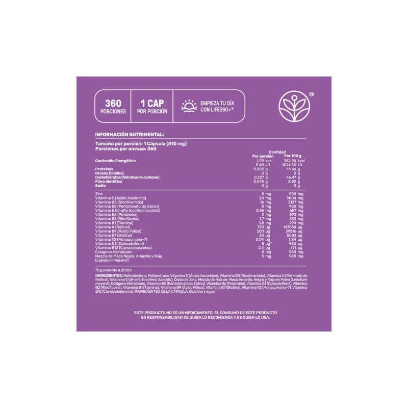 LIFE 360+ Woman Blend Multivitaminico para Mujer | 360 cápsulas