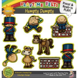 Humpty Dumpty Nursery Rhyme Felt Figures | 8 Adorable Felt Board Pieces for Flannel Board. Perfect for Toddlers, Preschool and Kindergarten - Reusable Felt Board Stories