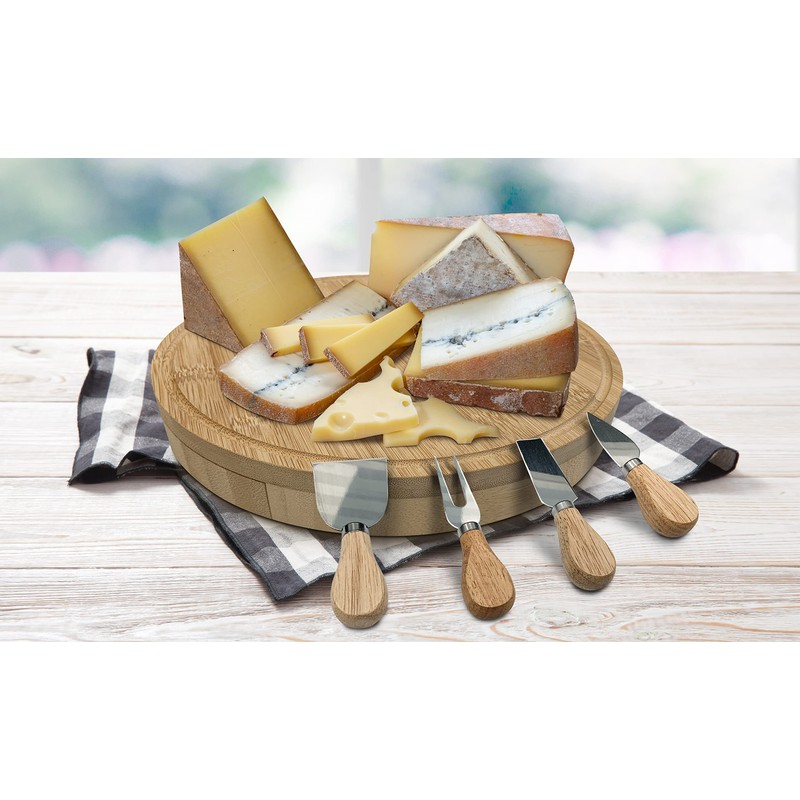 Eternal Living 10” Round Cheese Bamboo Board Set with Cheese
