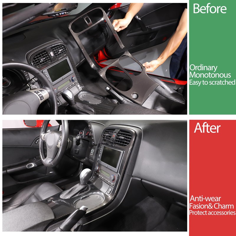 Moittellc Gear Shift Panel Trim Cover Compatible with Chevy Corvette