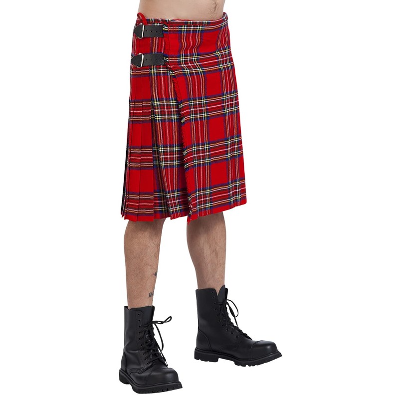 Black Premium by EMP Men's Red Plaid Kilt, red
