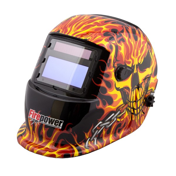 Firepower 1441-0088 Auto-Darkening Welding Helmet with Skull and Fire Design