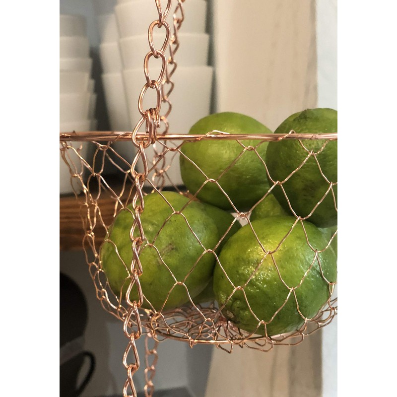Fox Run 3-Tier Copper Kitchen Hanging Fruit Baskets, 32 Inches