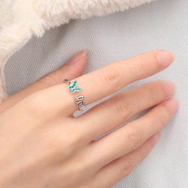 Butterfly Ring Adjustable Women 925 Sterling Silver Animal Butterflies Birthstone Love Open Ring Crystal Wedding Birthday Jewellery DR0154, Crystal