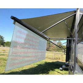 Tentproinc RV Awning Sun Shade Screen 8' X 13' 3'' (American Flag) Gray Mesh Sunshade Camper Trailer Awning Shade Screen UV Blocker Completed Kits