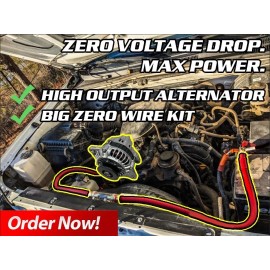 POWERBASTARDS HIGH OUTPUT ALTERNATOR 1/0AWG 350A BIG ZERO WIRE KIT!