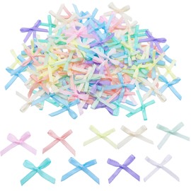 YJFY 200 Stück Kleine Schleifen Selbstklebend Mini Schleifen für geschenkverpackungen Mini Geschenkschleife zum Basteln und Dekorieren Klein Geschenkschleife zum Nähen Verpacken (Macaron)