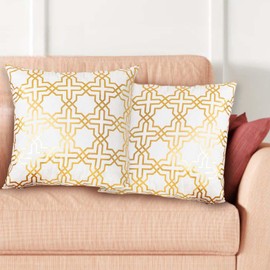 Betadistor Gold Cushion Covers 45x45cm Geometric - Decorative Throw Pillow Covers Soft Velvet Pillowcases for Sofa 524-0536